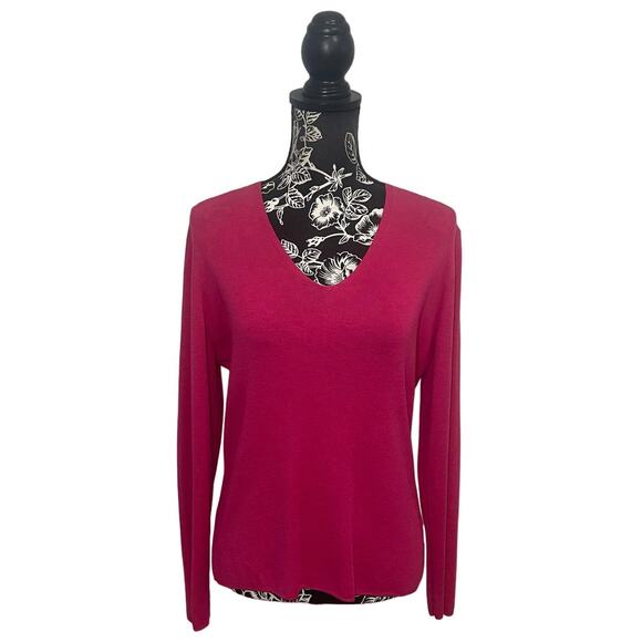 Fabiana Filippi Sweater 100% Extra Fine Merino Wool Hot Pink Italy XL (AS IS) - Picture 1 of 11